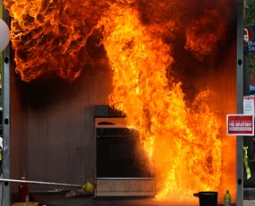 Scenes from the fire demostration at the Children's Museum