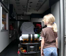 Mykala in an ambulance
