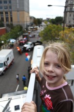 Going for a ride in the ladder truck