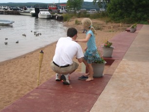 Mykala and Daddy on the Madeline Island beach