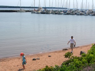 Mykala and Daddy on the Bayfield beach