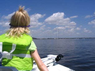 On Rick's boat heading up the Peace River