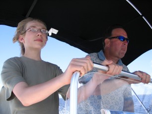 On Rick's boat heading up the Peace River