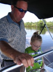 On Rick's boat heading up the Peace River