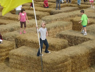 Mykala in the haybale maze at Sever's Corn Maze