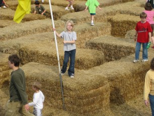 Mykala in the haybale maze at Sever's Corn Maze
