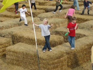 Mykala in the haybale maze at Sever's Corn Maze