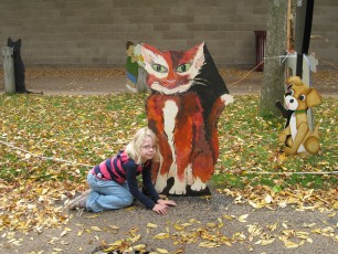 Mykala pretending to be a cat at Como Zoo