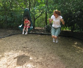 Bailey and Emily swinging