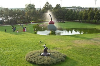 A scene from the Walker Sculpture Garden