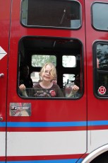 Mykala in a fire truck