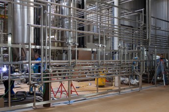 Piping network for the brewing process at Dogfish Head Brewery.