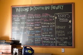 The menu in the tasting room.