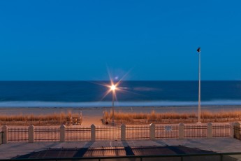 A night shot of the beach from our hotel room.