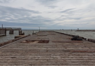 A pier near the Chesapeake Bay Bridge.