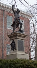 A statue of DeKalb outside the Maryland State House.
