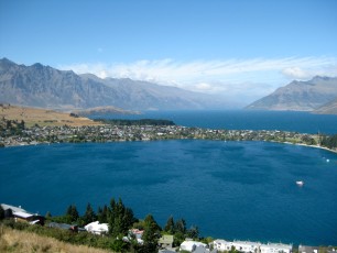 A view of Lake Wakatipu with the Frankton Arm in the foreground