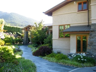 Walking up to the house from the driveway