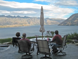 Sitting on the patio enjoying a drink and the view