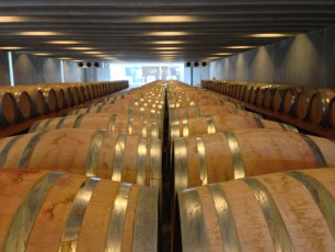 Wine barrels at Peregrine Winery