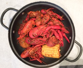 A pound of the crawfish with Caj-sian sauce